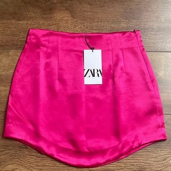 ZARA * PINK SATIN EFFECT MINI SKIRT - Picture 12 of 12